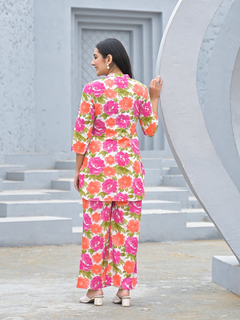 Shifory Pink Floral Kurti Palazzo Set for Women - Image 2